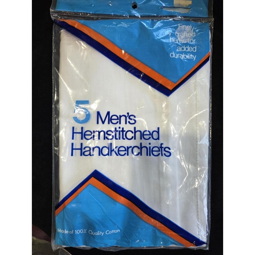 5 Hemstitched Handkerchiefs 100% Cotton New in unopened package